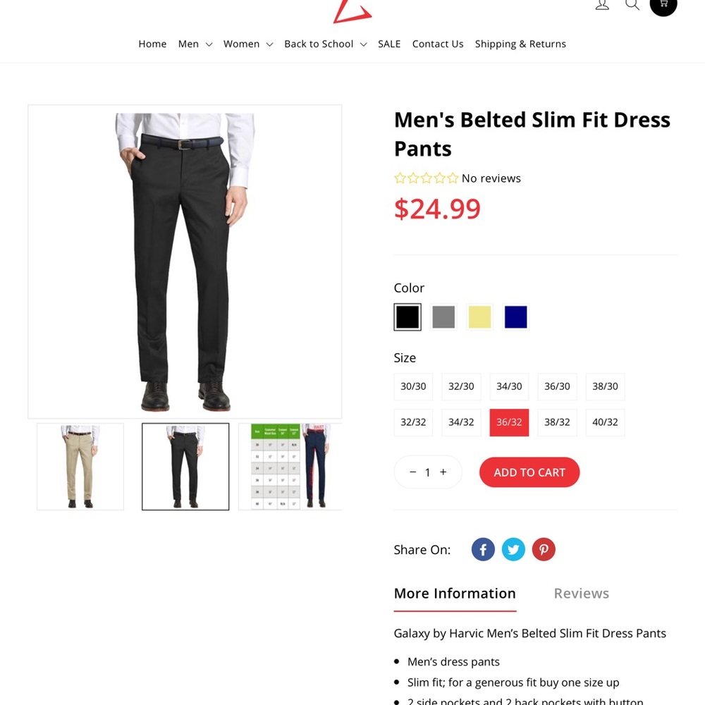 Galaxy Slim Fit Dress Pants